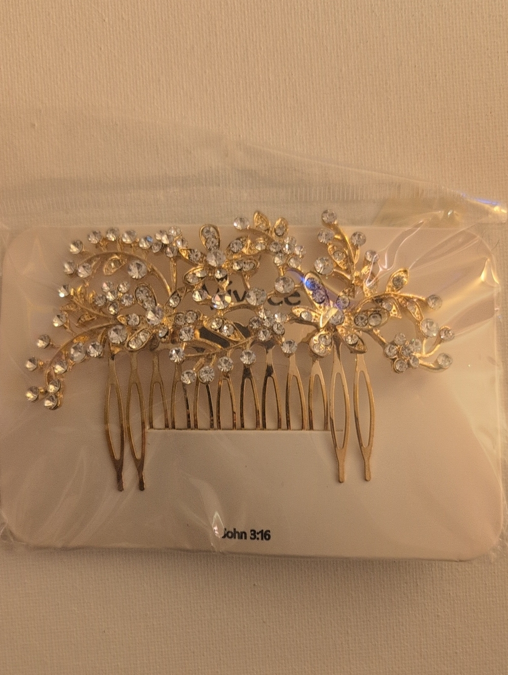 Vivace Gold Crystal Floral Hair Comb - Elegant Bridal Accent